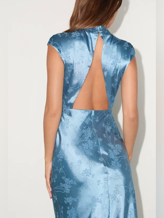 Lulus Gia Satin Jacquard Cutout Midi Dress S NWT - Picture 6 of 7